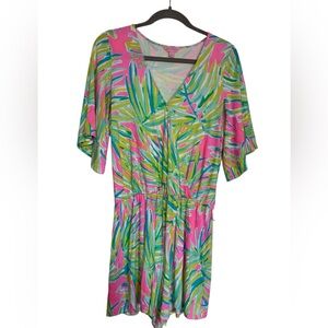 Lilly Pulitzer Madilyn Romper Tiki‎ Pink Royal Lime